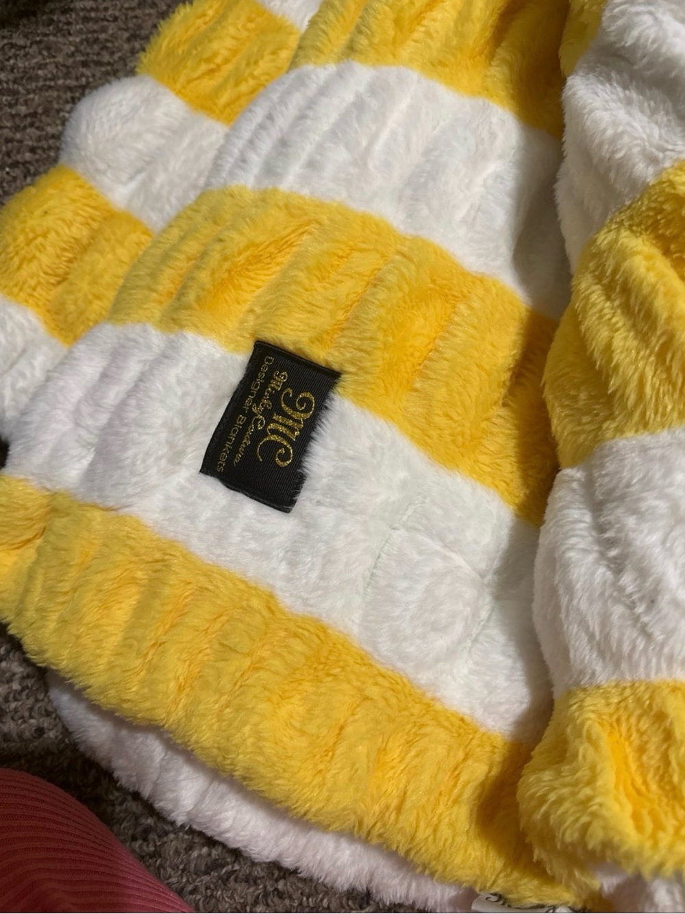 Cozy Plush Stripe Throw Blanket in Yellow & White